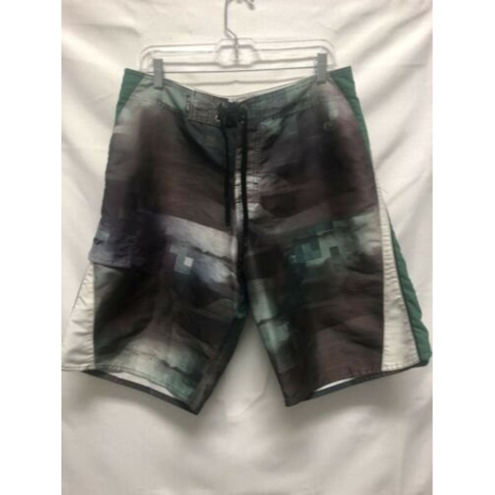 RS Surf Swim Trunks Shorts Mens Size 32 Green/Black Swimwear